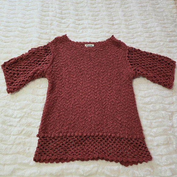 Chic Knit Skirt, Shirt and Cardigan 3 Piece Set in Red-brown Tone. Hand Made - Picture 8 of 16